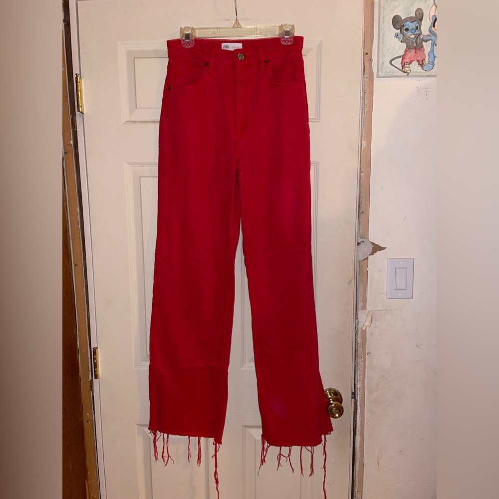 Zara Red Straight Leg Jeans